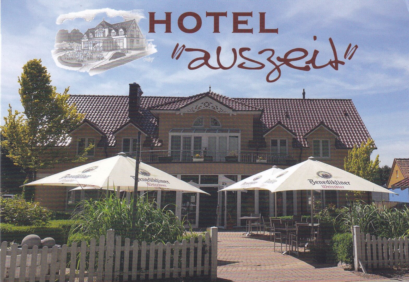 Ansichtskarte mit Abbildung Hotel "Auszeit" und Urlaubsgrüße