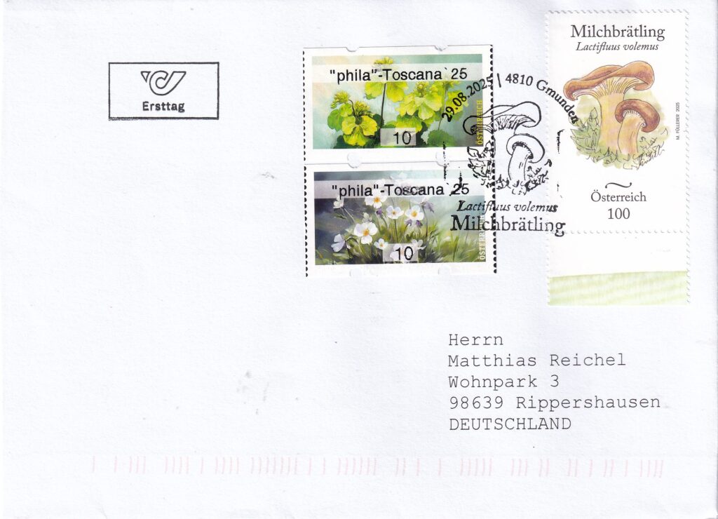 Grüße aus Gmunden mit Sonderstempel vom Ersttag.