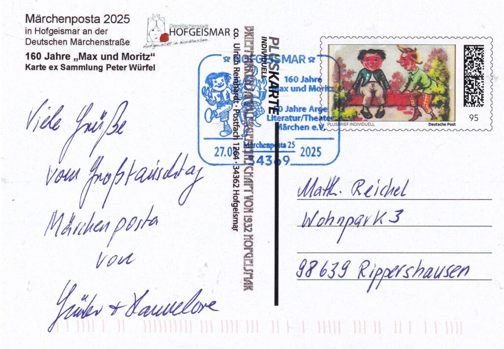 Grüße von der Märchenposta aus Hofgeismar!
