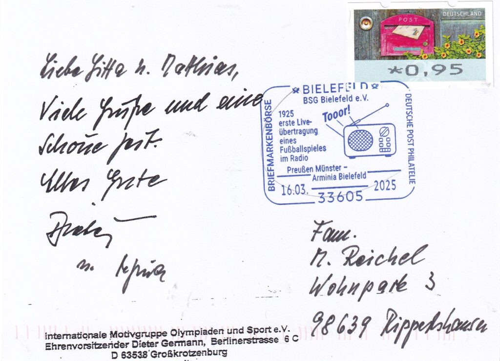 Grüße aus Bielefeld mit Sonderstempel.