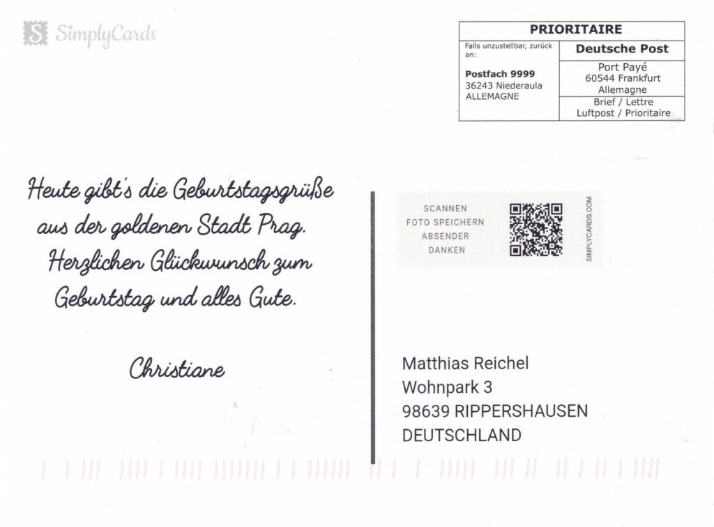 Grüße aus Prag mit tller Frankatur!