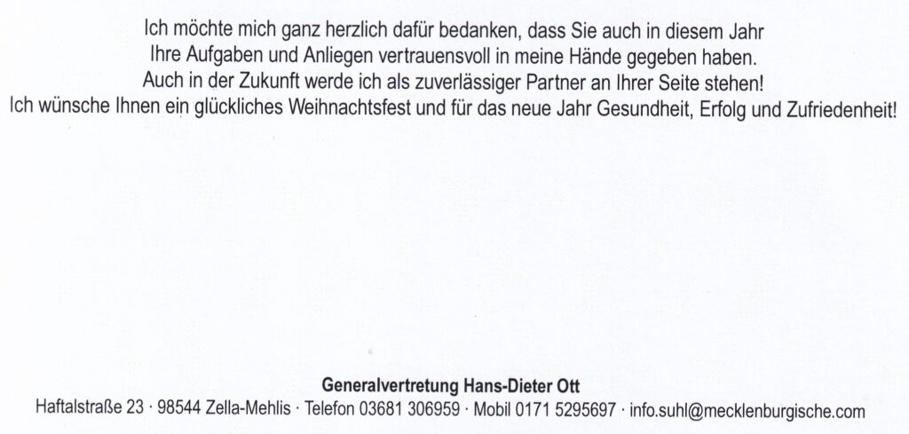 Mecklenburgische Versicherung sendet Grüße