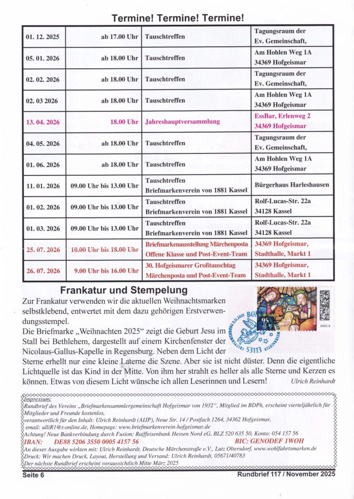 Rundbrief von Hofgeismar.