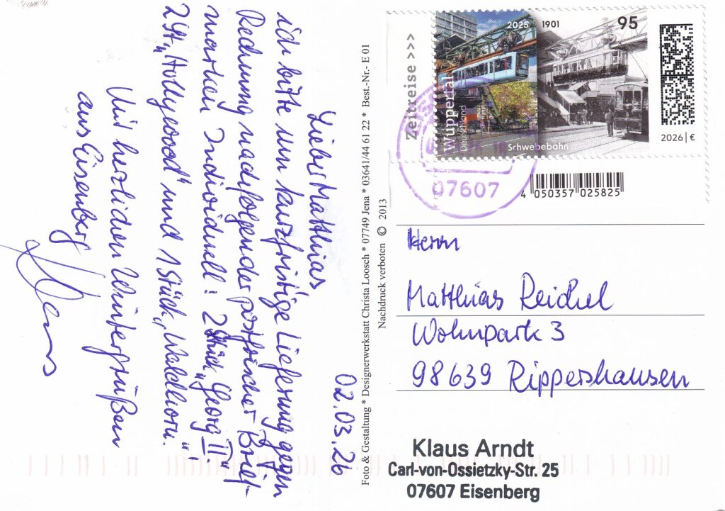 Frankaturgerechte Ansichtskarte original gelaufen mit schönen Tagesstempel von Eisenberg.