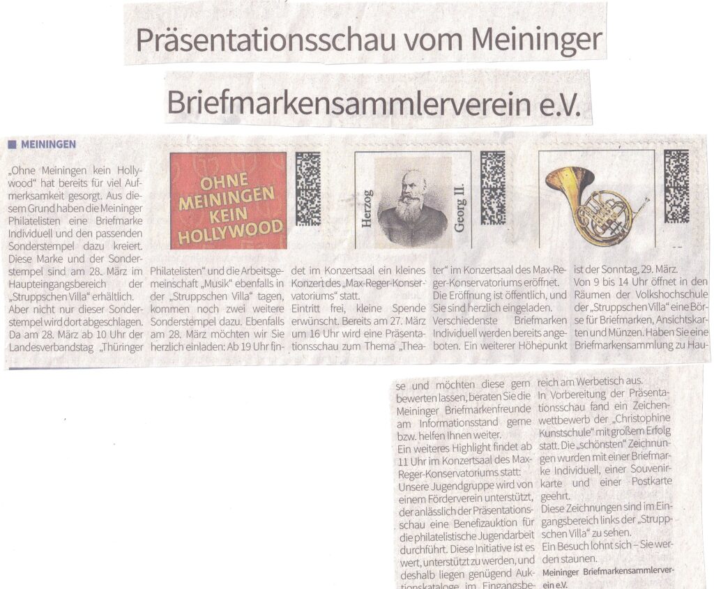 Pressebeitrag vom Wochenspiegel Meiningen 20.03.2026